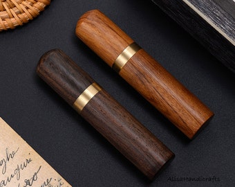 Solid Wood Needle Case Needle Storage, Wooden Tube for Needles, Sandalwood Storage Container, Sewing Needle Storage Box