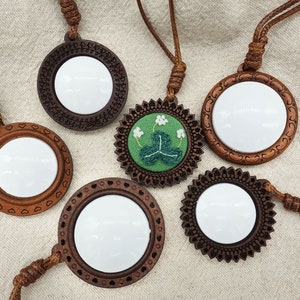 Ciondolo in legno vuoto con corda di cera, impostazione base pendente ricamo rotondo fai da te, creazione di collane a punto croce, kit pendente fatto a mano-25/30mm