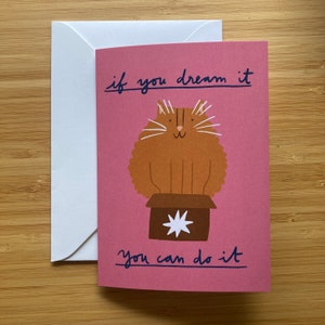 Carte motivante porte-bonheur chat