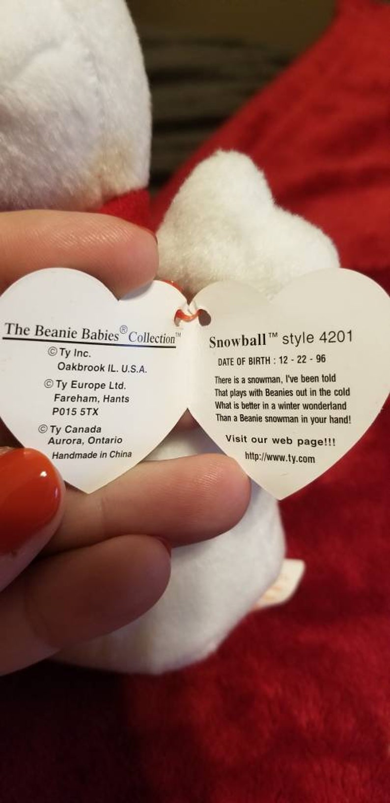Snowball the Snowman Beanie Baby 1996 Retired With Tag Errors - Etsy