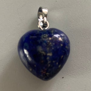 Lapis Lazuli, Heart Pendant, with Silver Alloy Bail and  Necklace. Item 1255