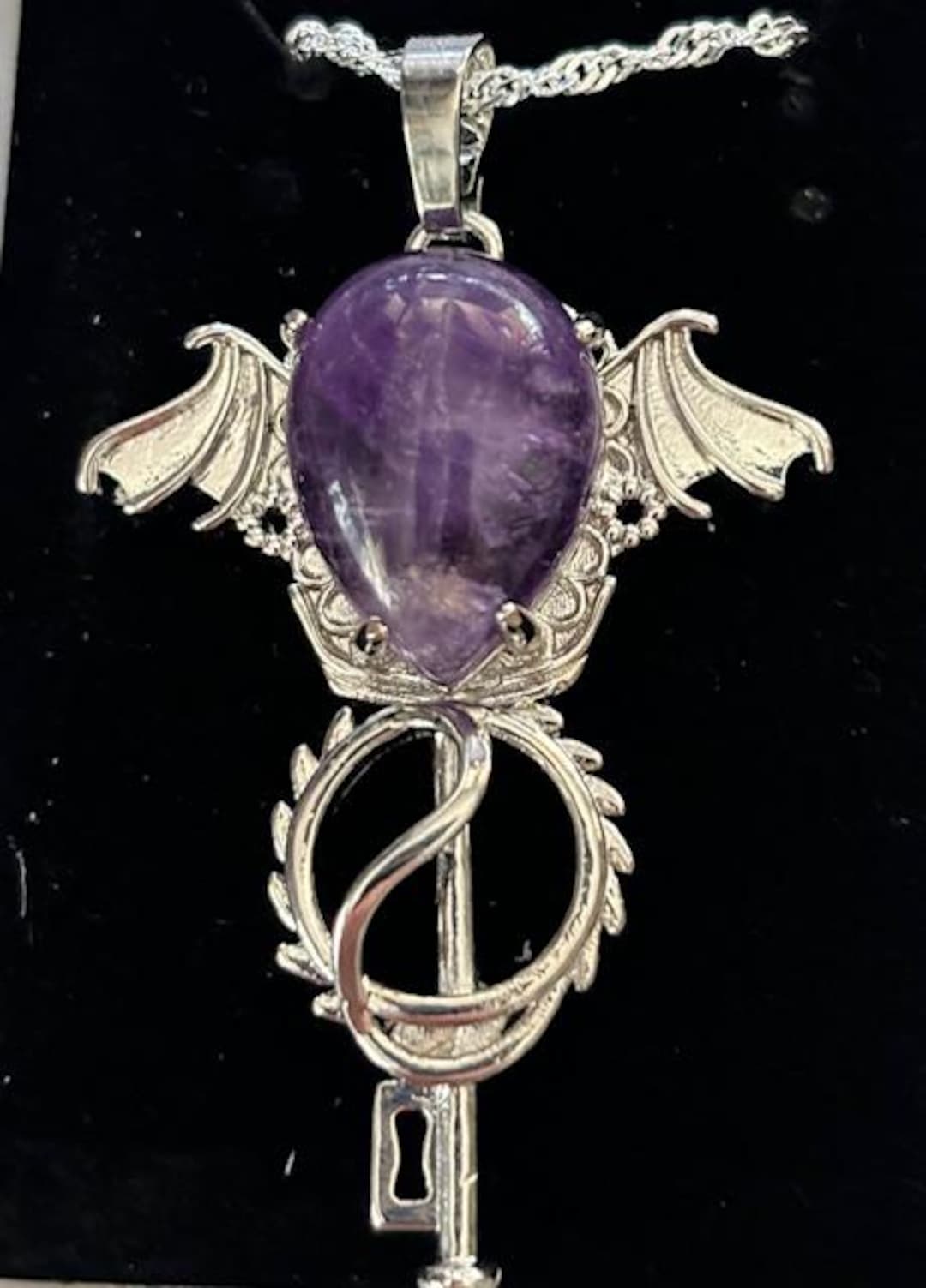 Amethyst, Scepter, Angel Wings Pendant, With Silver Alloy Setting and ...