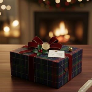 Classic Tartan Plaid Wrapping Paper | Vintage Preppy Gift Wrap | Navy Red Green Check Holiday Paper | Timeless Heritage Style image 1