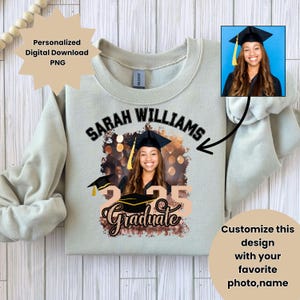 PNG de graduación de 2025 / Sublimación de birrete de niña / Descarga digital para camisetas, regalos y decoración de fiestas