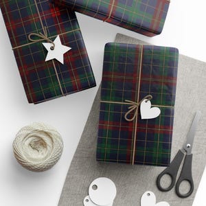 Classic Tartan Plaid Wrapping Paper | Vintage Preppy Gift Wrap | Navy Red Green Check Holiday Paper | Timeless Heritage Style image 7