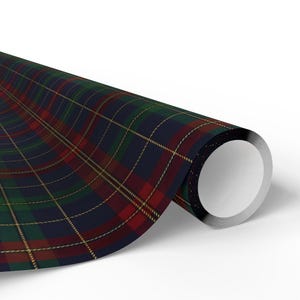 Classic Tartan Plaid Wrapping Paper | Vintage Preppy Gift Wrap | Navy Red Green Check Holiday Paper | Timeless Heritage Style image 6