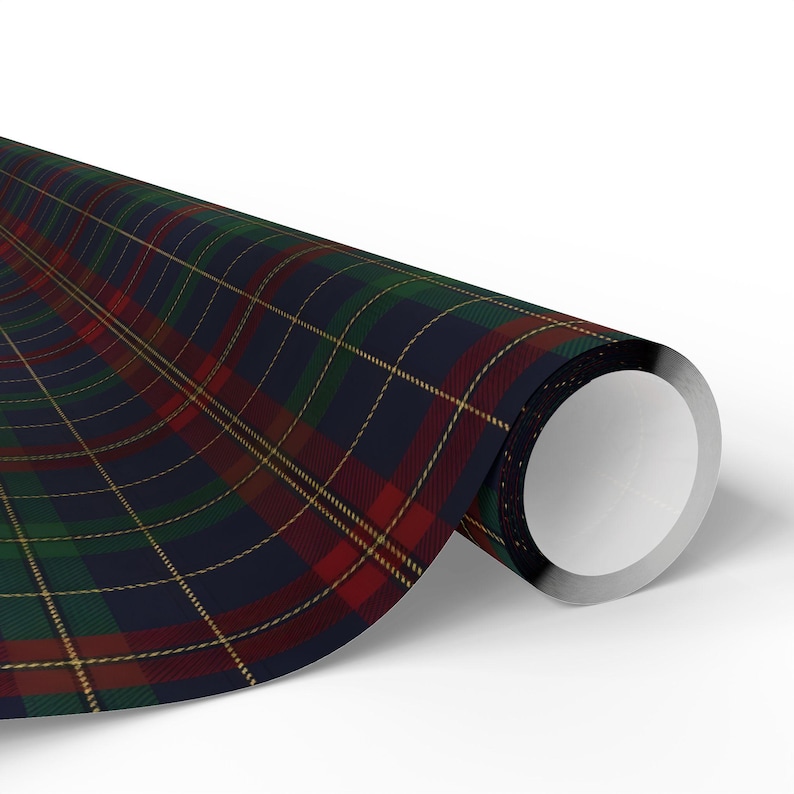 Classic Tartan Plaid Wrapping Paper | Vintage Preppy Gift Wrap | Navy Red Green Check Holiday Paper | Timeless Heritage Style image 6