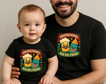 Camiseta "Nuestro Primer Día del Padre" / Lindo regalo para el Día del Padre, camiseta unisex, ropa para celebraciones familiares, camiseta de agradecimiento para papá