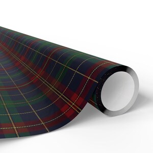 Classic Tartan Plaid Wrapping Paper | Vintage Preppy Gift Wrap | Navy Red Green Check Holiday Paper | Timeless Heritage Style image 5