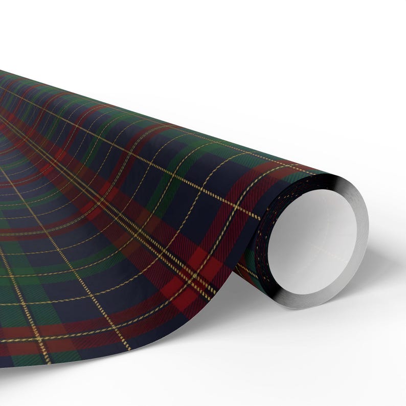 Classic Tartan Plaid Wrapping Paper | Vintage Preppy Gift Wrap | Navy Red Green Check Holiday Paper | Timeless Heritage Style image 5