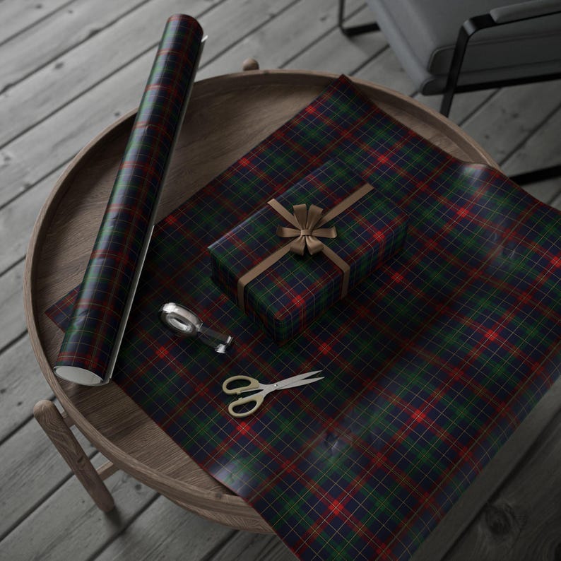 Classic Tartan Plaid Wrapping Paper | Vintage Preppy Gift Wrap | Navy Red Green Check Holiday Paper | Timeless Heritage Style image 8