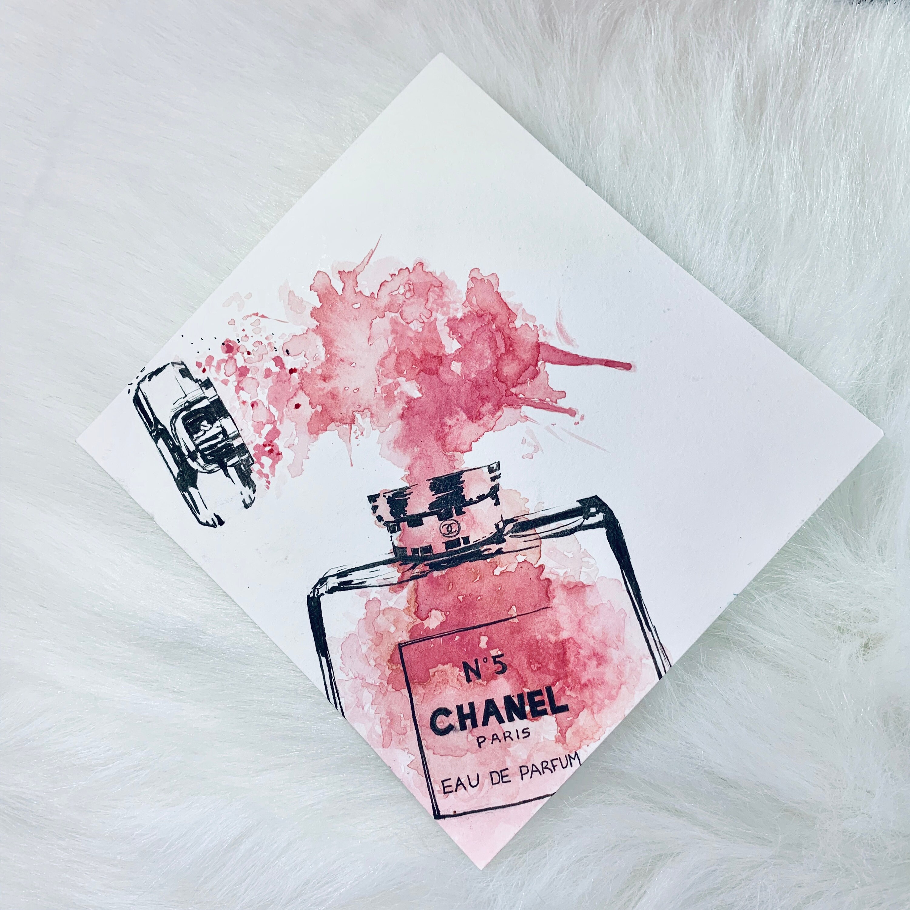 Pink Perfume Bottle Watercolour Painting Etsy