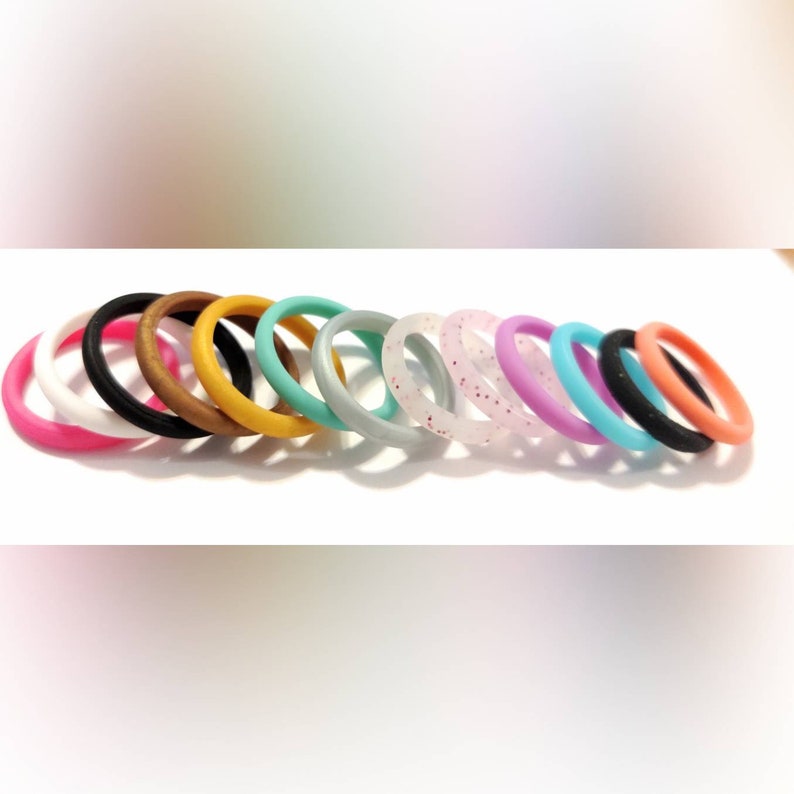 Thin Stackable Silicone Rings Womens Wedding Bands Solid & | Etsy