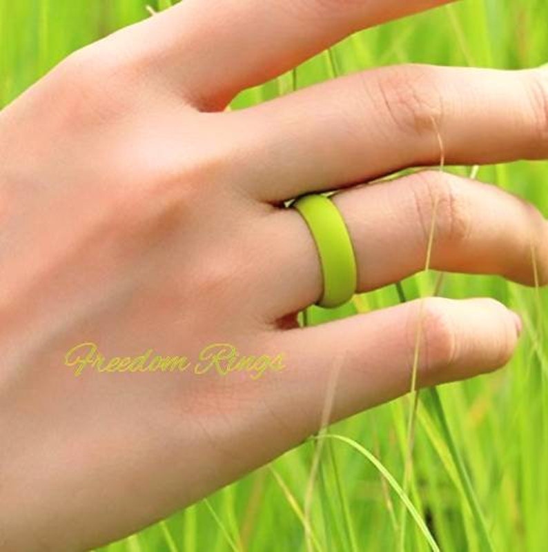 Silicone Ring Wedding Band for Women; Avocado Green