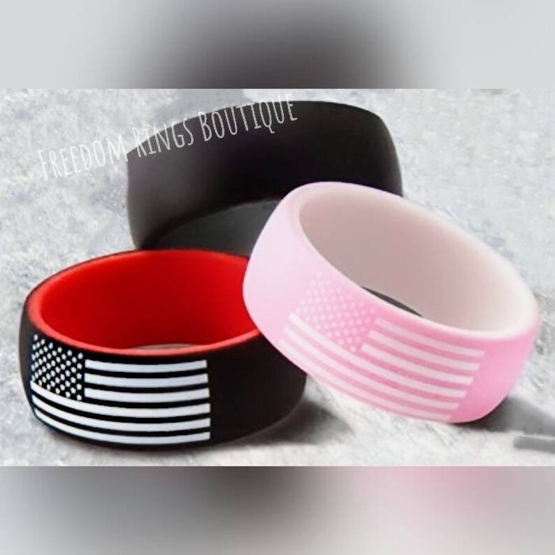 American Flag Ring Sizes 7-13 Silicone Wedding Band for Men and Women