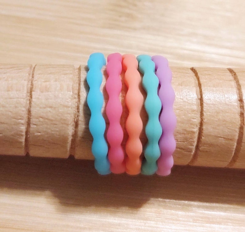 Stackable Silicone Rings For Women Pink Turquoise Mint | Etsy
