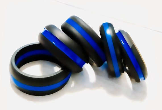 women's thin blue line silicone ring