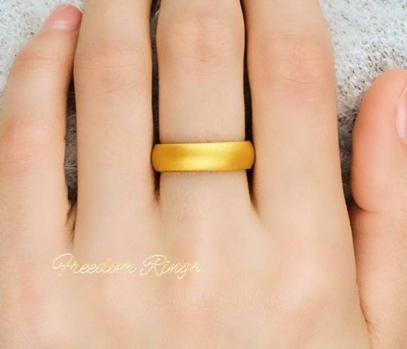 Gold Silicone Wedding Band for Women