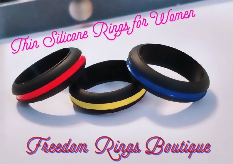 Thin Silicone Rings for Police 3mm Womens /& 5mm Mens Wedding Bands; sizes 5-12 Firefighters and Dispatchers