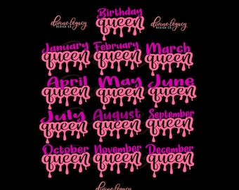 File SVG A goccia di compleanno per Cricut Silhouette, Design Queen SVG, Birthday Queen SVG, file svg gocciolante, Download digitale, Drip Squad