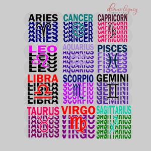 Zodiac SVG fichier pour Cricut Silhouette, Chemise d’anniversaire svg, Zodiac Sign téléchargement instantané, Birthday girl SVG fichier, Digital Download fichier coupé