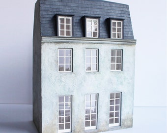 1:24 handgemachtes Puppenhaus, Miniatur-Puppenhaus im halben Zoll-Maßstab, einzigartiges Sammlerstück, einzigartiges französisches Shabby-Chic-Geschenk für sie