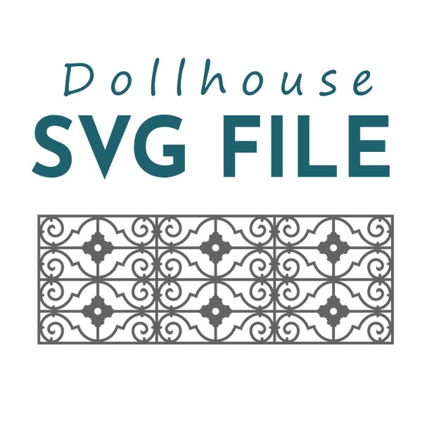 SVG Dollhouse Decorative Railing 1:12 scale. Dollhouse Half Round Decorative Railing. Cricut & Glowforge Files