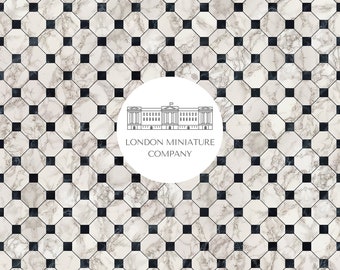 Dollhouse Flooring 1:12 Marble Petit Trianon Tile, Instant Download A4 - A3 - 8.5" X 11" - 11" X 17" Sheets, Dolls House Decor Accessories