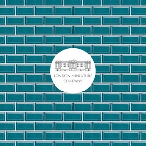 Dollhouse Flooring Printable 1:12 Teal Bevelled Metro Tile - Instant Download A4 - A3 - 8.5&quot; X 11&quot; - 11&quot; X 17&quot; Dolls House Miniature Roombox