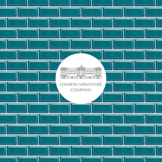 Printable Dollhouse Flooring 1:12 Teal Bevelled Metro Tile Instant.
