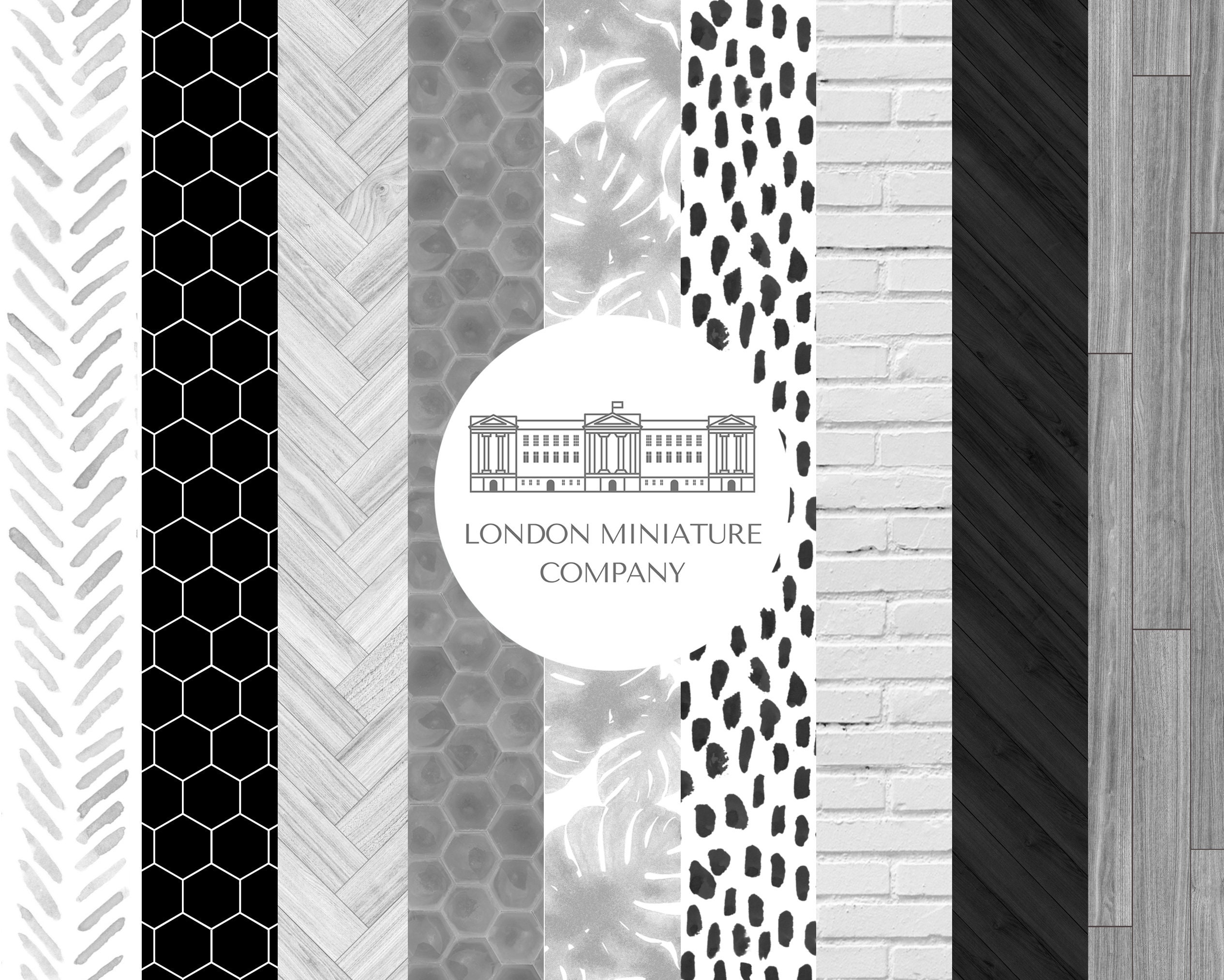 Printable Dollhouse Bundle Black & White Wallpaper Tiles - Etsy