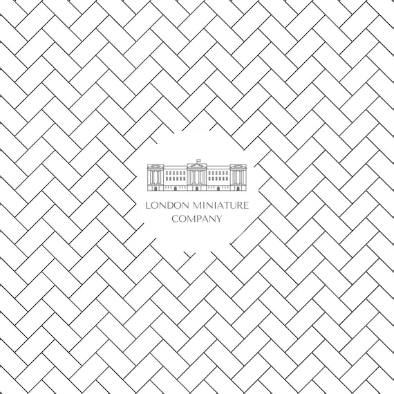 Dollhouse White Metro Herringbone Tile 1:12, Instant Download.