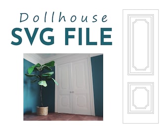 SVG Dollhouse Door 1:12 scale. Miniature Curved Panel Door Digital File for Cricut.