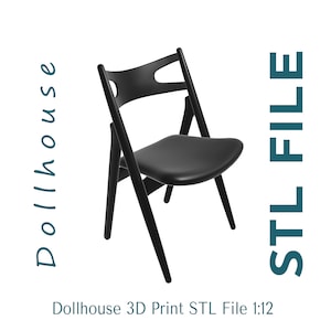 Dollhouse Modern Chair 3D Print File, 1:12 Scale 3D Furniture File, Mid Century Miniature Dining Chair, 3D Printing File, Doll House Decor