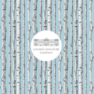 Printable Dollhouse Light Blue Birch Tree Wallpaper 1:12 Download Printable A4 - A3 - 8.5&quot; X 11&quot; - 11&quot; X 17&quot;- Dolls House Decor Accessories