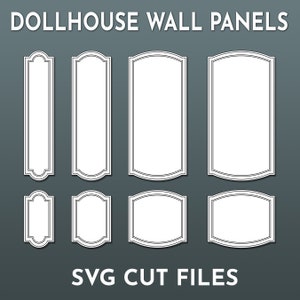 SVG Dollhouse Wall Panels 1:12 scale. DIY Dollhouse Wall Panels - 8 different sizes included.