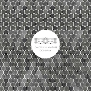 Dollhouse Tile Floor 1:12 Dark Grey Marble Hexagonal, Download Printable A4 - A3 - 8.5&quot; X 11&quot; - 11&quot; X 17&quot;- Dolls House Decor Accessories