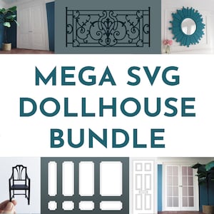 Puppenhaus SVG Mega Bundle, 40 plus Miniaturprojekte DIY, Puppenhaus Spiegel, Bilderrahmen, Puppenhaus Stühle, Fenster Türen Wandpaneele