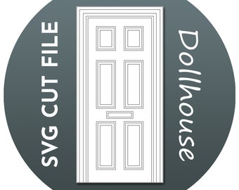 SVG Puppenhaustür 1:12 Maßstab, separate Tür und Türrahmen, machen Sie Ihre eigene viktorianische Six Panel Puppenhaustür, Cricut Silhouette Glowforge