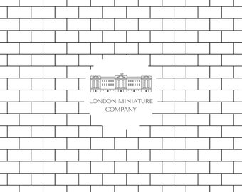 Dollhouse Floor Printable, Dollhouse Flooring White Metro Tiles 1:12, Miniature Dollhouse Diorama Roombox Sheet, Digital Floor Pattern A4