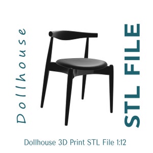 Dollhouse Modern Chair 3D Print File, 1:12 Scale Danish Furniture File, Mid Century Miniature Dining Chair, 3D Printing, Doll House Decor