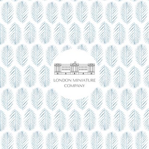 Dollhouse Wallpaper 1:12  Blue Watercolor, Palm Leaf Wallpaper, Download Printable A4 - A3 - 8.5&quot; X 11&quot; - 11&quot; X 17&quot;- Dolls House Decor