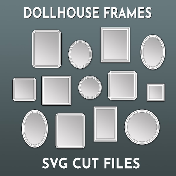 Cadre photo SVG Dollhouse à l'échelle 1:12. Fichier numérique de cadre photo ordinaire miniature pour Cricut & Glowforge.