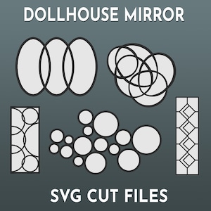 SVG Dollhouse Mirror Bundle 1:12 scale. Bundle of 5 Decorative Mirrors for Dollhouse Miniatures. Digital File for Cricut.