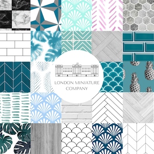 Puppenhaus Mega Bundle - Tapete - Bodenfliesen - 1:12 Miniatur - Scrapbooking - Digitales Papier - über 120 Designs enthalten!