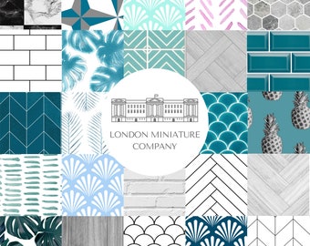 Printable Dollhouse Mega Bundle - Wallpaper Tiles Flooring - 1:12 Miniature - Scrapbooking - Digital Paper - over 120 designs included!