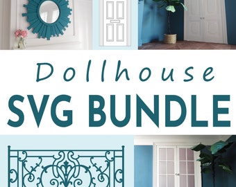 Dollhouse SVG Bundle | Miniature House SVG Files for Cricut | Printable Dollhouse Furniture Kit | Modern Dollhouse Mirrors | Doll House DIY