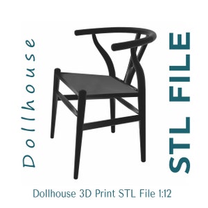 Dollhouse Modern Chair 3D Druckdatei, Maßstab 1:12 3D Möbel Datei, Mid Century Miniatur Esszimmerstuhl, 3D Druckdatei, Puppenhaus Dekor