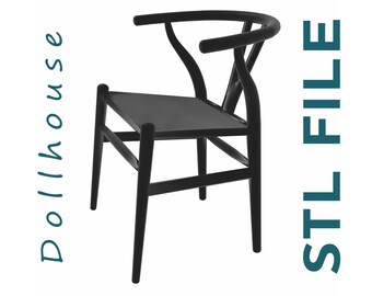 Dollhouse Modern Chair 3D Druckdatei, Maßstab 1:12 3D Möbel Datei, Mid Century Miniatur Esszimmerstuhl, 3D Druckdatei, Puppenhaus Dekor