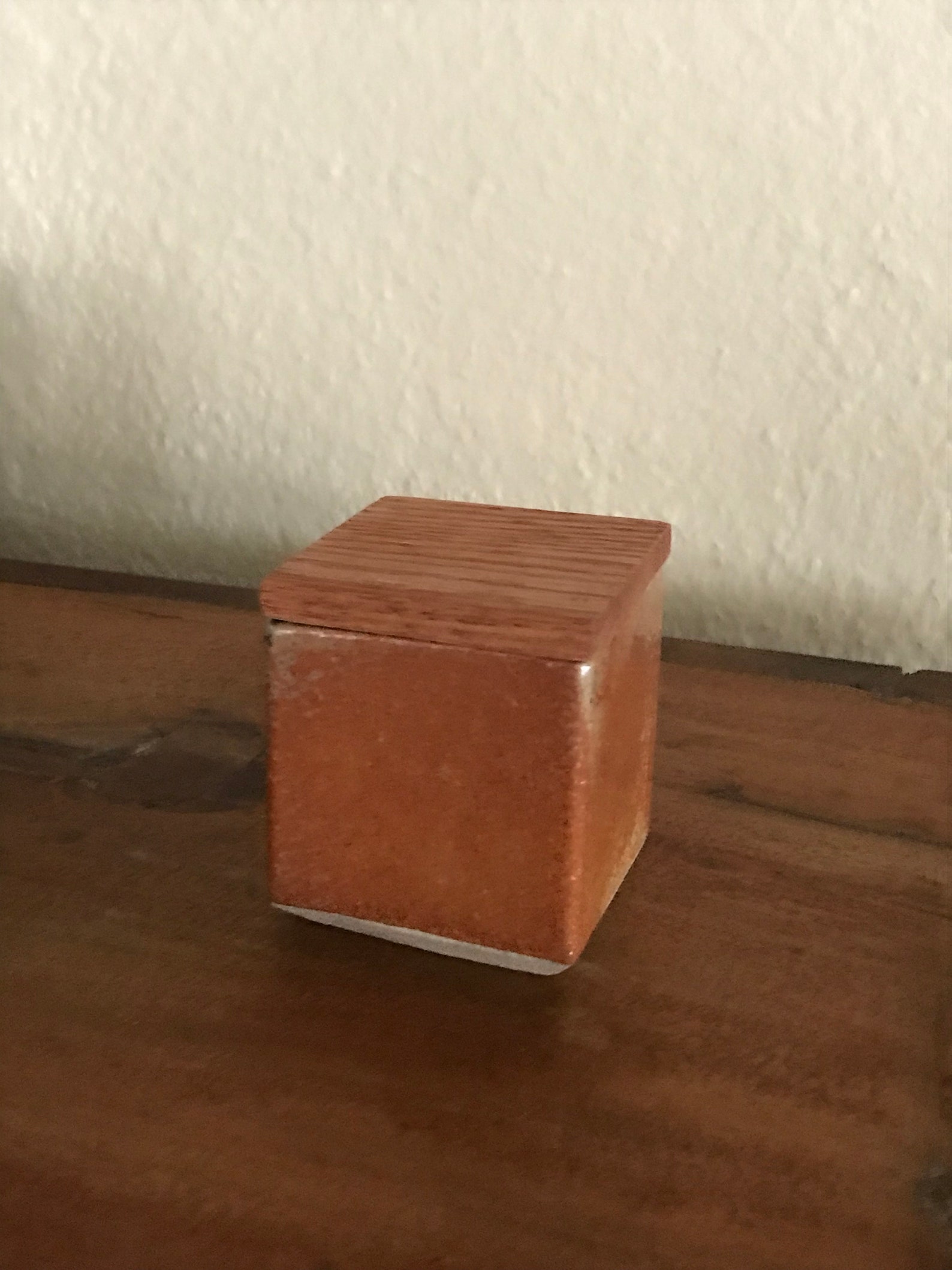 Ceramic Salt Cellar With Maple Stained Oak Lid Etsy